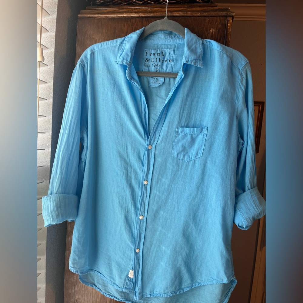 Frank & Eileen, Eileen button down shirt.  Light turquoise/ocean blue.